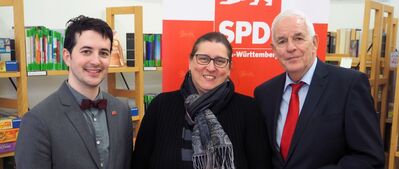 Maximilian Schmalz, Ortsvereinsvorsitzender, Silke Herzog, Ortsvorsteherin Brombach, Rainer Stickelberger, MdL